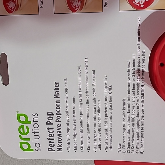 PROGRESSIVE PREP SOLUTIONS RED PERFECT POP MICROWAVE POPCORN MAKER - Picture 5 of 9